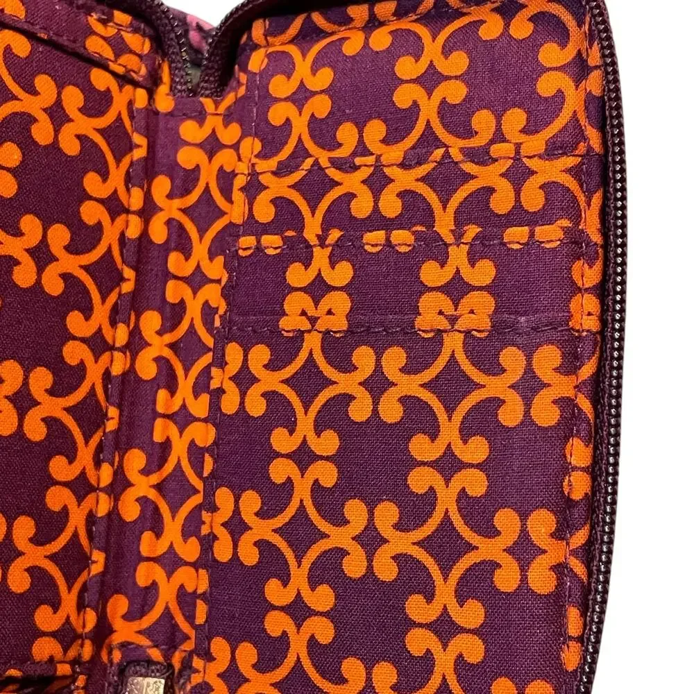 Vera Bradley Safari Sunset Zip ID Wristlet Purse Quilted Fabric Purple Retired